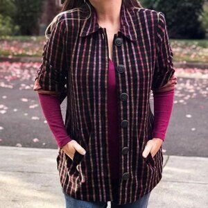 Cabi Women's Frontier Jacket #4061 Button Front Brown Flannel Plaid Size Small